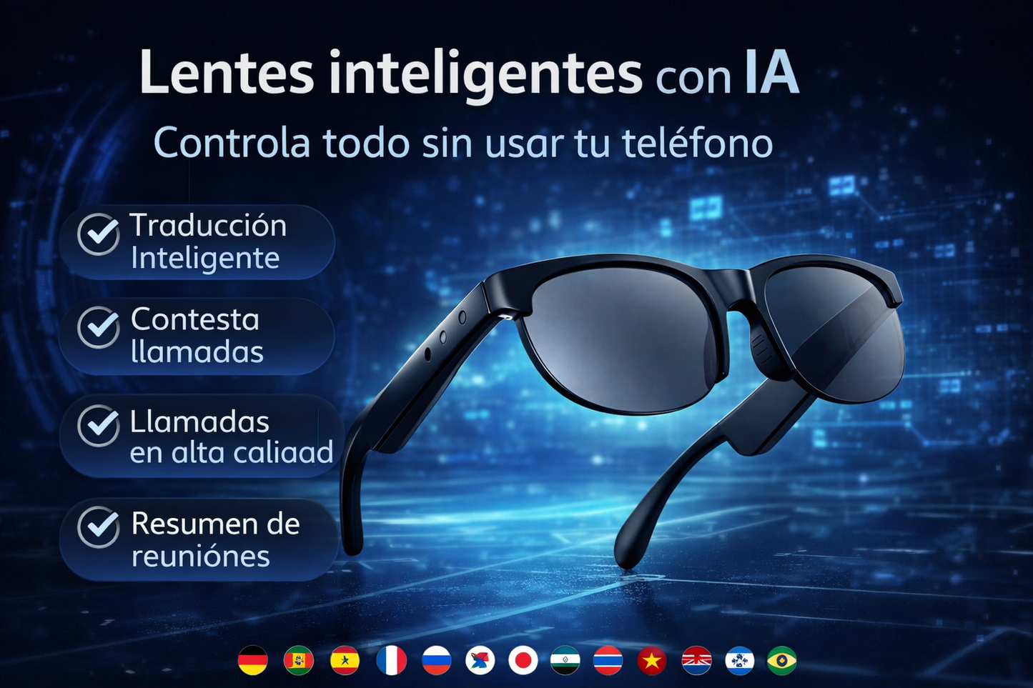 Gafas Auriculares Bluetooth Y Microfono