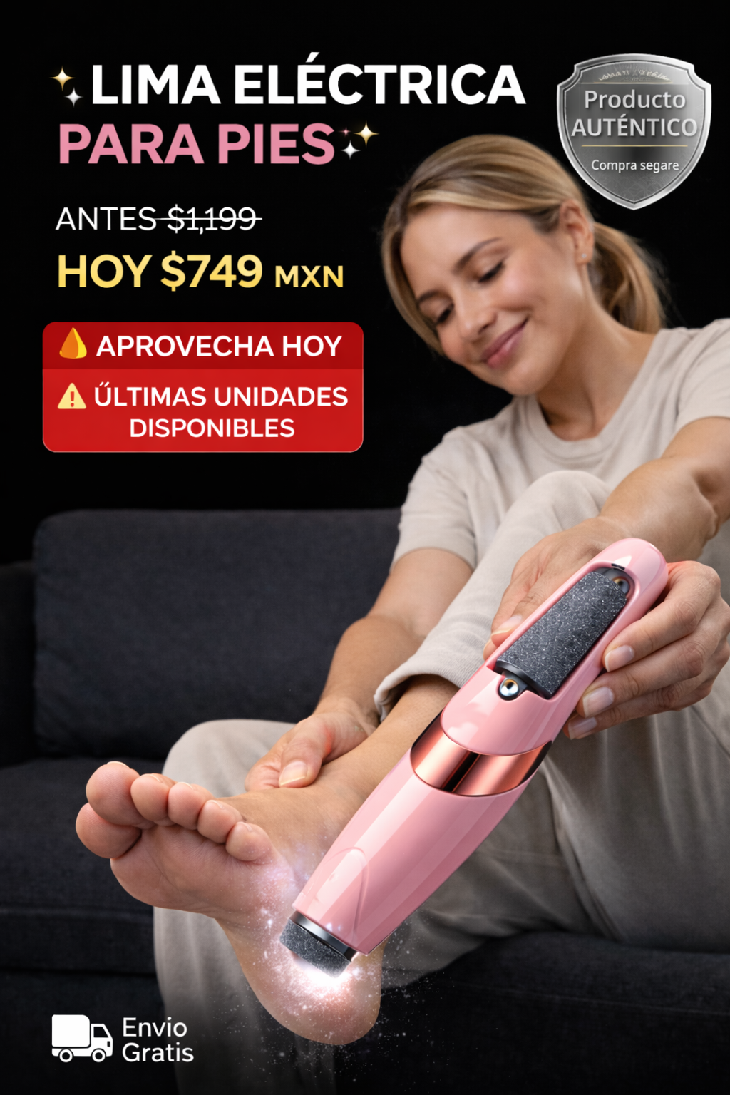 LIMA ELECTRICA PARA PIES RECARGABLE USB