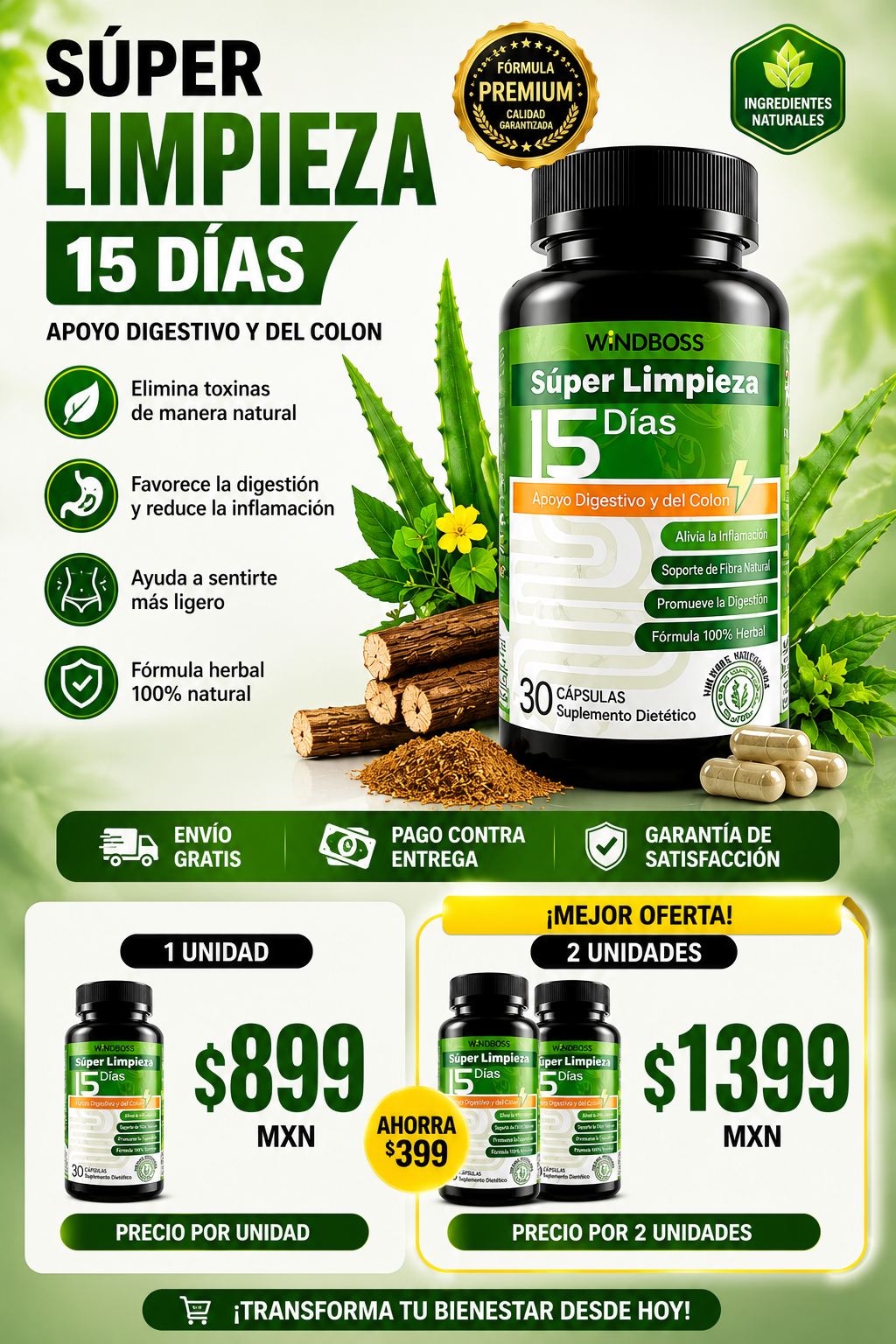 Suplemento Digestivo 15 Dias Windboss