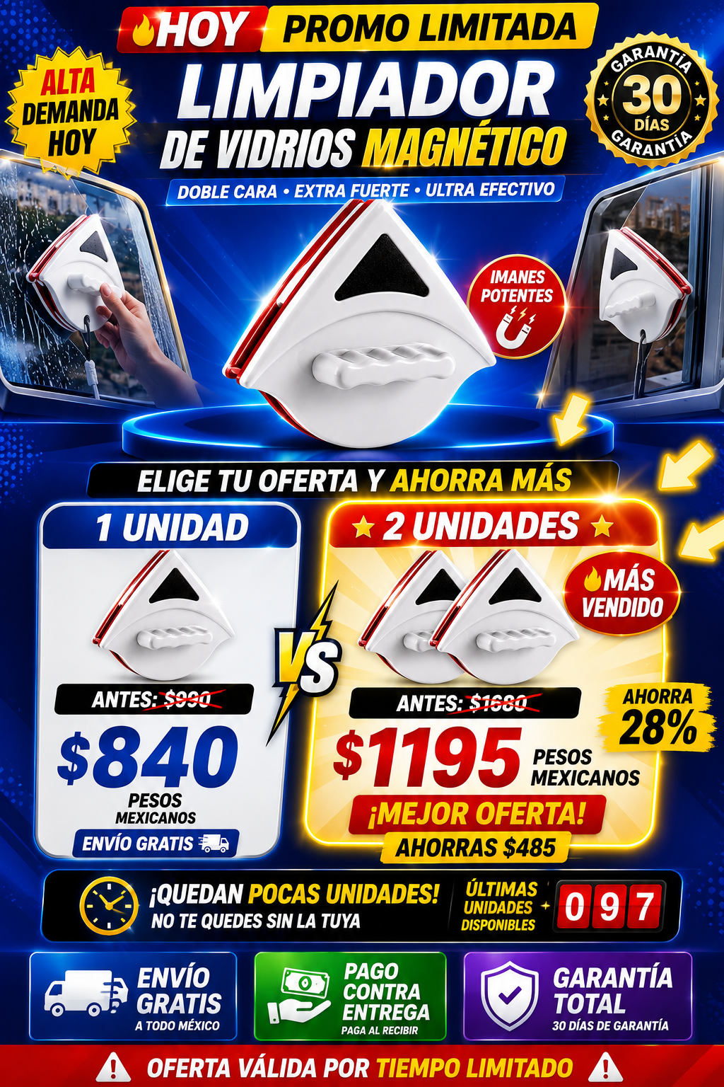 Limpiador De Vidrios Magnetico