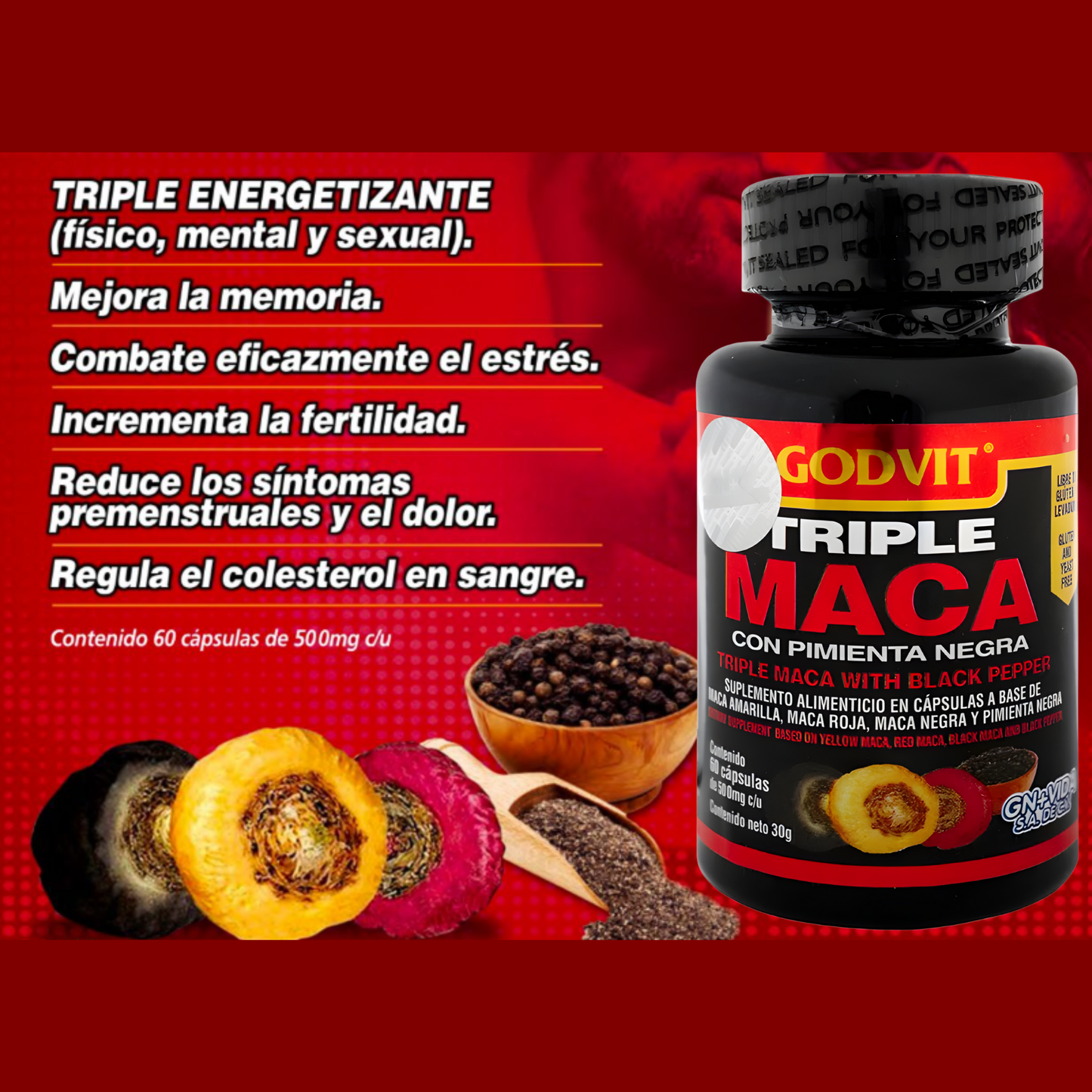 Suplemento Triple Maca Cofepris 60 capsu